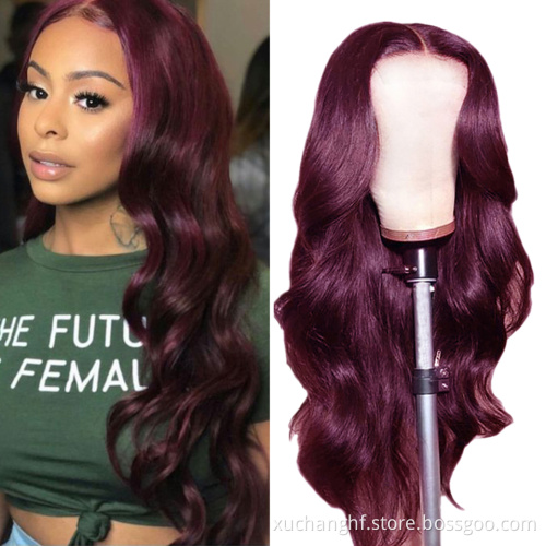 Burgundy Curly Lace Front Human Hair Wigs with Baby Hair 99J Colored Brazilian Remy Hair Wavy Hd Lace Frontal Wigs For Women